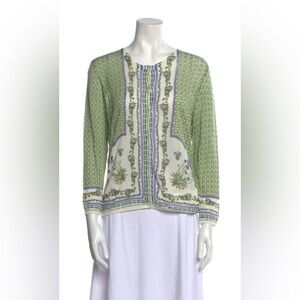 Tory Burch Featherweight Chrissy Botanical Print 
Cardigan Size: L